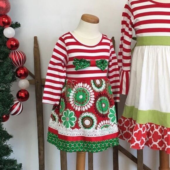 NWT Counting Daisies Holiday Candy Stripe Dress - Picture 1 of 8